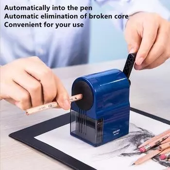 Роторная точилка для карандашей, регулируемая для карандашей, резак для цветных карандашей, ручной кривошипный нож, точилка для карандашей, канцелярские принадлежности синий