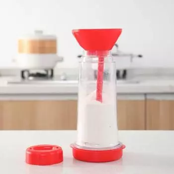 Роторный просеиватель для муки, большая емкость, прозрачная чашка для смешивания муки, ручной дозатор тапиоки для разрыхлителя, сито, контейнер, кухонные инструменты для приготовления пищи красный