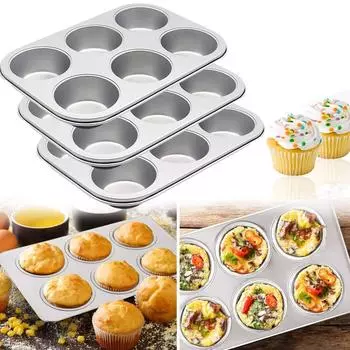 Round 6-Cup Cake Cup Cake Plate Silver Baking Muffin Cup Baking Plate Tool Butin Cookie Mold Buding Cookie Mold