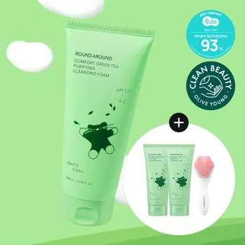 Round Around Comfort Green Tea Слабокислотная очищающая пенка 200 мл Double Limited Edition 200ml double