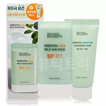 Round Around Green Tea Cica Mild Sun Stick + Foam Set Costco Bulk Cosmetics Gift