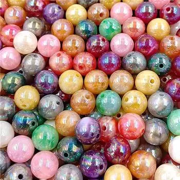 Round Beads Necklace Bracelet 10pcs Hairpin Material Fashion Pendant DIY Cloud Fog Handmade Accessories Imitation Jade Jewelry Making Accessories бежевый