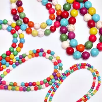 Круглый браслет ручной работы бирюзовый для изготовления ювелирных изделий смешанный цвет натуральный камень случайный цвет DIY материал ожерелье свободные бусины брелок 15-40 шт. 4mm 40Pcs