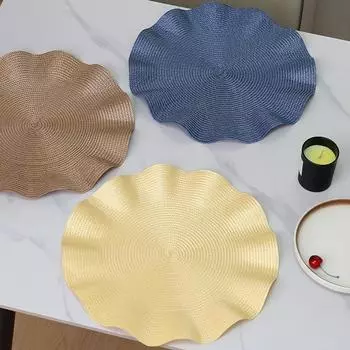 Round Braided Placemats Set Of 1 Place Mat Corrugated Edge For Dining Tables Woven Washable Non-Slip Table Mats 15 Inch 38cm