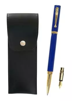 Round Button Black Pen Exchange BP ZX Fountain Pen Ink with Blue Set Japanese-Made Case, (Individual Container) (T23-BRS-B-ZX-L) синий