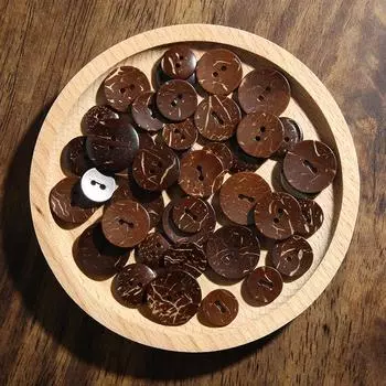 Round Button Natural Coconut Versatile Clothes Button Coat Sweater Knitted Sweater Cardigan Button Wooden Coconut Shell Button 15mm coffee color