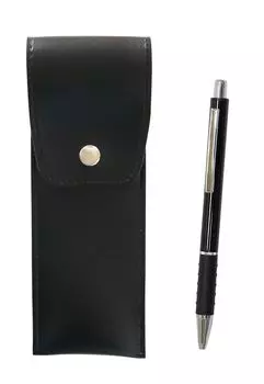 Круглый японский чехол для ручки с металлическим захватом, черный, набор из 5 шариковых ручек и T23-BRS-B-WZ2067BP-B-5 чёрный