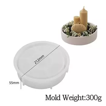 Round Candle Tray Silicone Mold Cement Flower Pot Candle Deep Tray Mold DIY Concrete Storage Bowl Handmade Resin Mold Home Decor