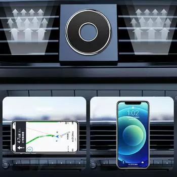 Round Car Mobile Phone Holder Magnetic Suction Bracket Dashboard Navigation Stand Mount Support Accessories серебряный