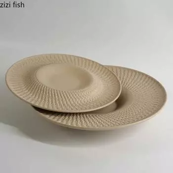 Round Ceramic Dining Plate Western Style Steak Plates Fruit Dish Salad Bowl Pasta Dish Breakfast Plates Sushi Plate Snack Tray
