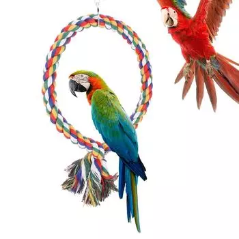 Round Circle Climbing Rings Colorful Cotton Rope Swing Pet Bird Perch Biting Standing Playing Toy