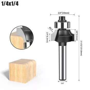 Round Corner Knife 6 Handle 5 Piece Set Tungsten Steel Alloy Woodworking Milling Cutter R Chamfering Trimming Machine Slotting Engraving Machine Blade