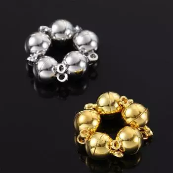 Round DIY Copper Smooth Bracelet Components Making Findings Magnetic Clasps Jewelry Accessories black-6 mm-10 PCS