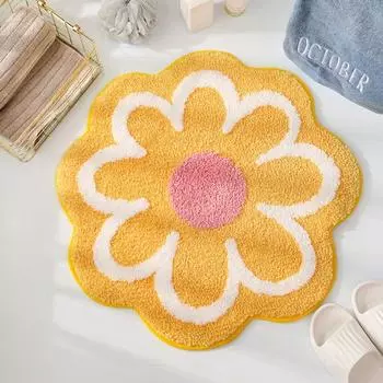 Round Flower Shaped Carpet Cashmere Rug Creative Floor Mat Hoom Decor зелёный