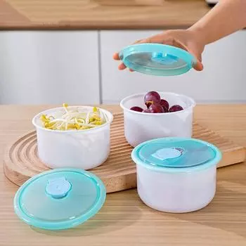 Round Food Fresh Keeping Box Sealed Onion, Ginger and Garlic Storage Box Freezer Box Kitchen белый