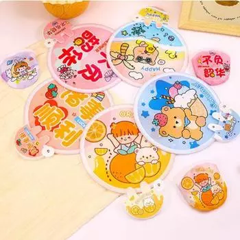 Round Handheld Round Fan Cartoon Mini Pocket Fan Simple Folding Fan Kids Gift style 5