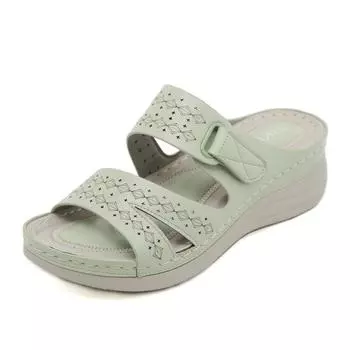 Круглые модные женские сандалии с открытым носком и покатым каблуком, повседневные сандалии большого размера 36 чёрный