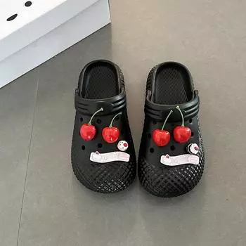 Round head hole shoes women s fashion cartoon thick sole two wear summer new wear non-slip soft sole casual trendy shoes 36-37