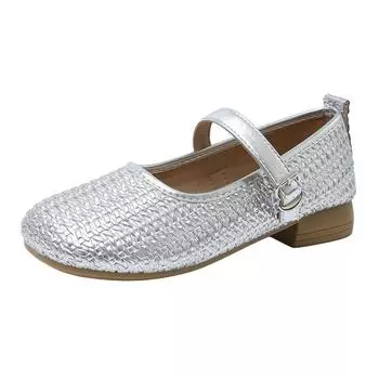 Round head shallow mouth flat bottom mesh single shoes 2025 summer new one word with breathable hollow Mary Jane 35