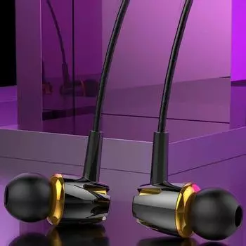 Round Head Wired Headset 3.5mm in Ear Headphones Sport Earphones Wired Phone Earphone Mobile Phone синий/чёрный