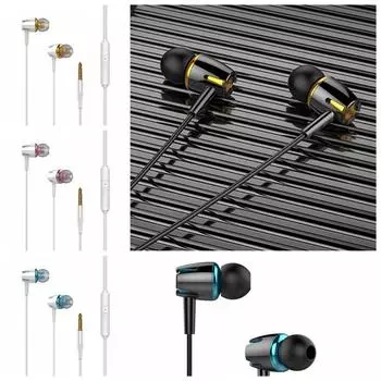 Round Head Wired Phone Earphone 3.5mm in Ear Headphones Wired Headset Mobile Phone чёрный/синий