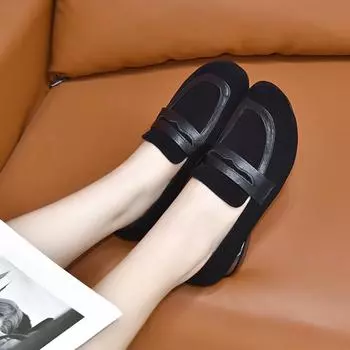 Round head women s autumn new personalized color matching light mouth single shoes flat shoes lazy shoes 34