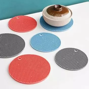 Round Heat Resistant Silicone Mat Honeycomb Drink Cup Coasters Nonslip Pads Pot Holder Table Placemat Kitchen Accessories 14cm