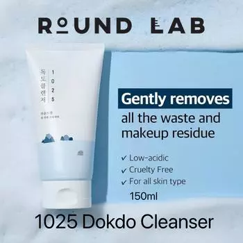 ROUND LAB 1025 Dokdo Слегка кислый (pH 5,0–6,0) Пенящееся и кремообразное очищающее средство 150 мл Cleanser 150ml