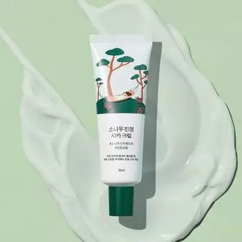 ROUND LAB Pine Tree Soothing Cica Cream, увлажняющий, корейская косметика, Kbeauty, пробник