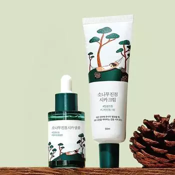 ROUND LAB Успокаивающий крем Cica Pine 50 мл X Ампула 30 мл Набор из 2 шт.