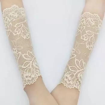 Round Lace Wristband Female Sun Protection Scar Covering Tattoo Wrist Hand Guard Fairy Wristlet Easiest for Match Oversleeve Performance Accessories Sakura skin color 18cm All yards