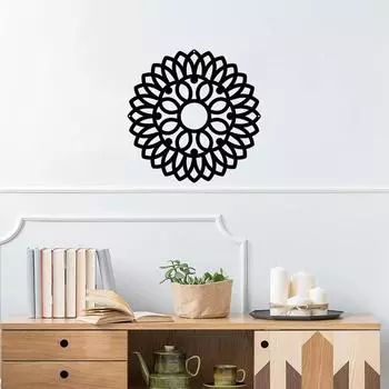 Круглый медальон настенный арт – декоративный акцент из металла, вырезанный лазером, изделия из железа для стильного домашнего декора, украшения стен и наклейки чёрный