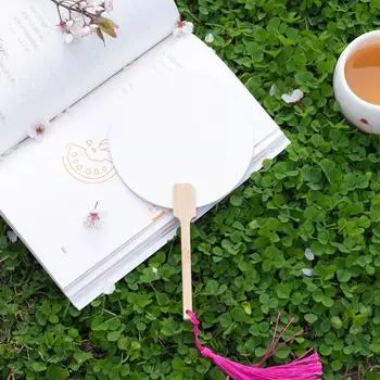 Round Mini Graffiti Fans Chinese Style Summer Fan Portable Blank Painting Fans Children Style 5