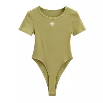 round Neck Crotch Minimalist Stretch Slim Triangle T-shirt Fruit Green S
