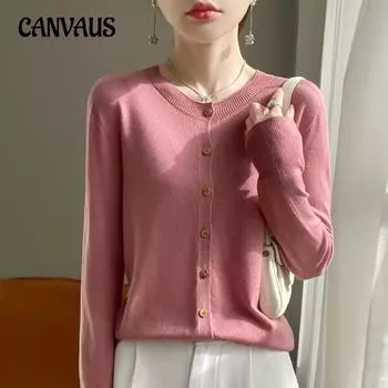 Круглый вырез кардиган женский весна-лето однотонный свободный рубашка с кондиционером солнцезащитная куртка M бежевый