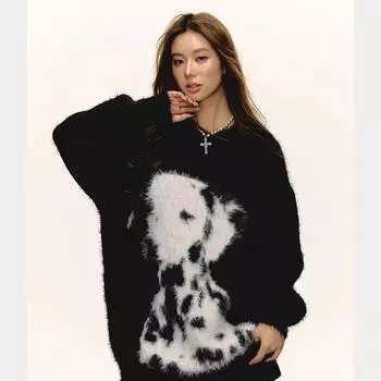 Круглый ворот свитера вязаный свитер мужской модный бренд прохладный осень и зима базовая рубашка 2024 новый мужской темперамент приталенный топ M чёрный