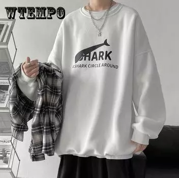 Round Neck Sweater Men S Spring And Autumn Ins Versatile Thin Loose Long Sleeved Shirt Youth Coat M белый