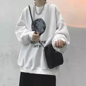 Мужской свитшот с круглым вырезом для весны и осени, с длинными рукавами, в стиле ленивый американский ретро хип-хоп, модный брендовый пуловер, мужской топ, горячий стиль S