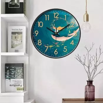 Round Needle Digital Home Clock, Fashionable Silent Wall Clock Living Room Home Decoration Time Glass Clock 8 inch