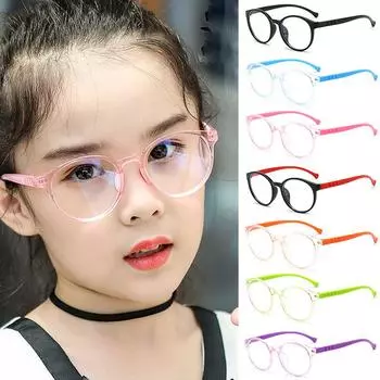 Round New Children Radiation Protection Glasses Fashion Plain Glasses For Kid Computer Phone Online Course Anti Blue Light
