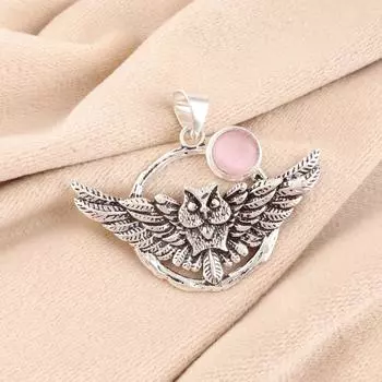 Round Pink Cat s Eye Gemstone 925 Sterling Silver Jewelry Handmade Pendant 1.48 CP-17-43