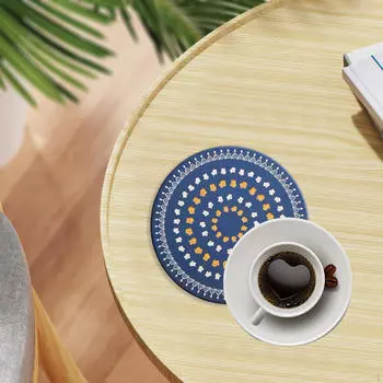 Round Placemat Insulation Pad Heat Resistant Rustic Place Mat Absorbent Coaster for Table