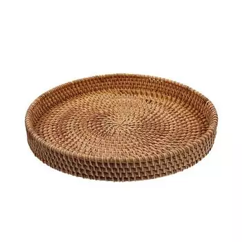Round Rattan Serving Tray For Dinner Parties And Decor,Fruit Basket Rattan Coffee Table Fruit Plate One Size