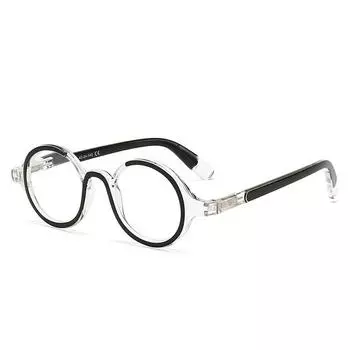 Round Reading Glasses Round Frame Spring Leg Anti-Blue Light Glasses Ultra Light Resin Hyperopia Optical Frame Eyewear 0 degrees