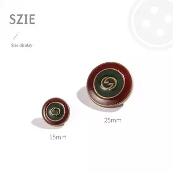 Round Retro Buttons Women S Clothes Cashmere Woolen Coat Coat Buttons Versatile Metal Red Decorative Buttons Small Round & 15mm & 1 #burgundy