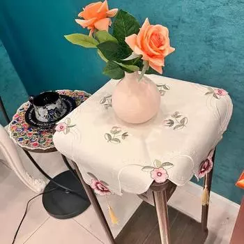 Round Tea Tray Cover Cloth Square Tea Set Cover Towel Rectangular Tea Cup Dustproof Cover Cloth Cup Holder Fabric Craft Cover Cloth Peach pollen 40*40 square towel