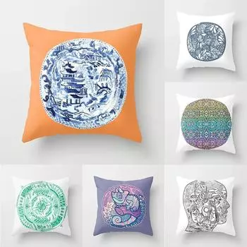 Круглая Текстура Печать Декоративная Наволочка Гостиная Офис Украшения Дома Наволочка 40x40cm