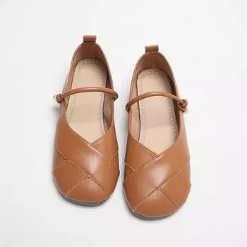 Round Toe Autumn Casual Mary Janes Solid Buckle Strap Ladies Shoes on Sale 2024 Brand Shallow Novelty Flats Sapatos Baixos 35 бежевый