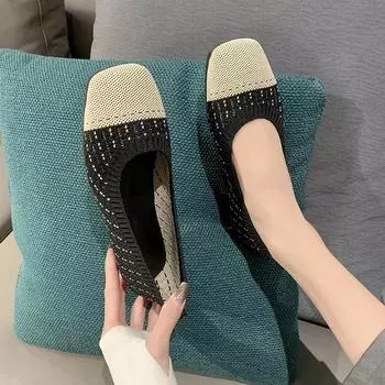 Round Toe Breathable Shoes Casual Female Sneakers Mixed Colors 2024 Fashion Women s Slip-on Autumn Flats Tennis Modis New Summer 35 чёрный