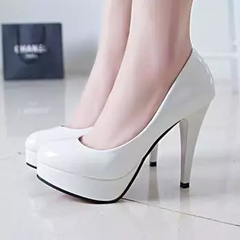 Round Toe Fashion Women Platform Pumps Working Female Office High Heels Shoes Large Size OL Shoes for Womens 5 чёрный